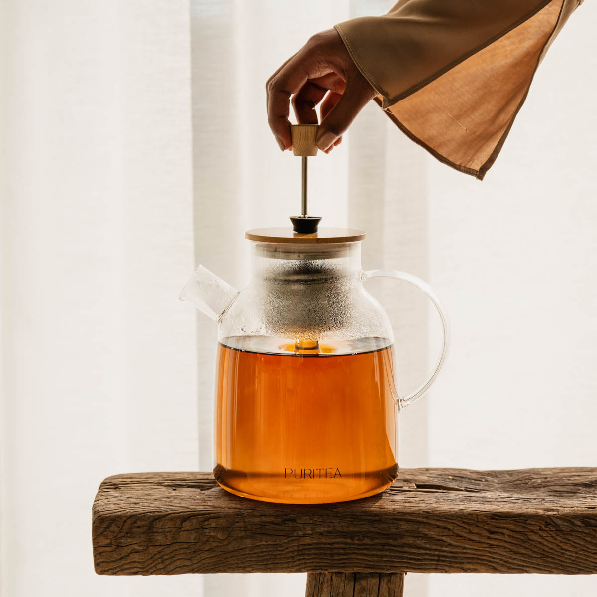 Puritea glazen theepot met liftable theezeef