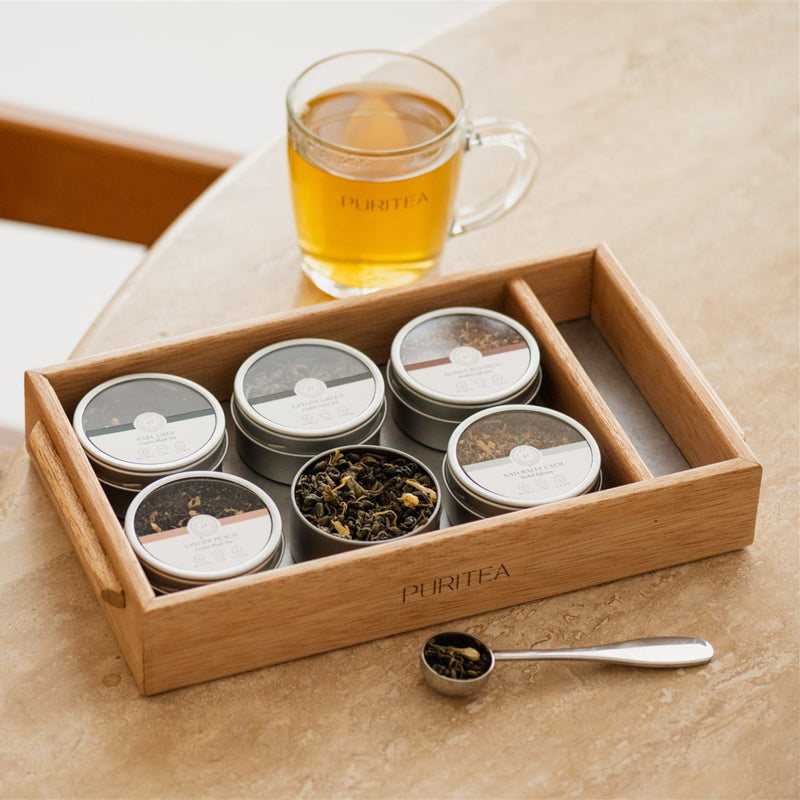 puritea theedienblad 4 blikjes sfeer