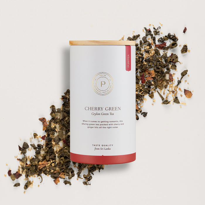 kersen gember losse groene thee bewaarkoker